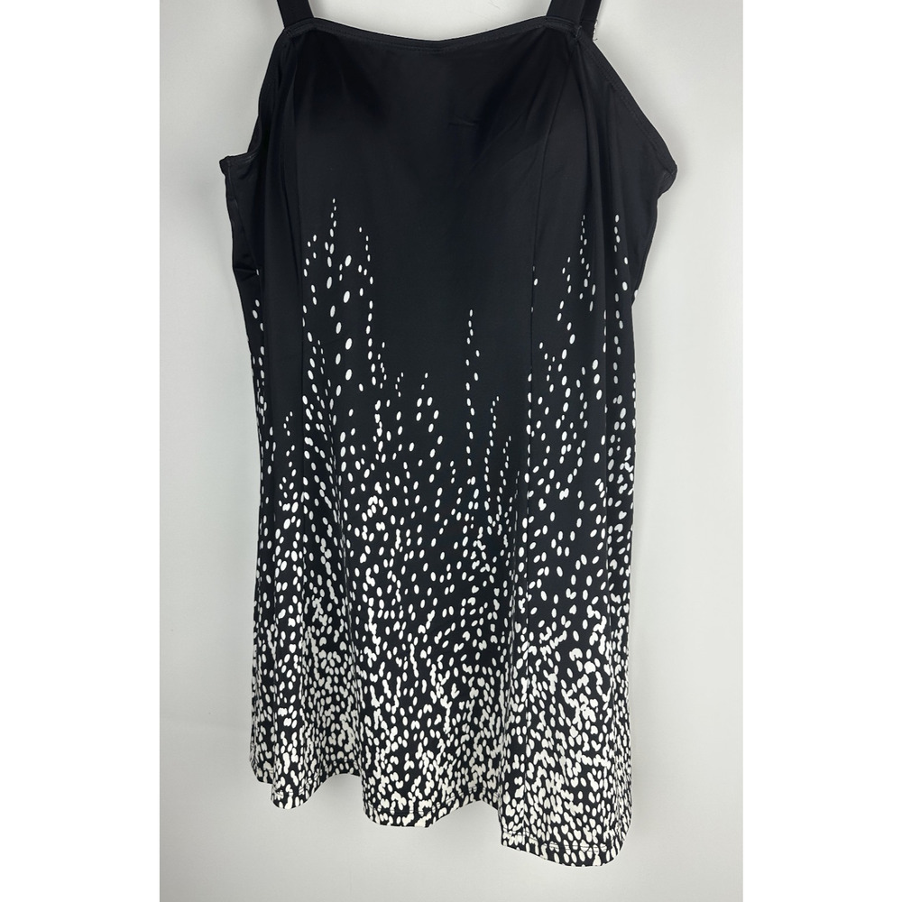 NWT Swimsuits For All 1 Piece Swim Dress Black White Dot Swimdress Plus Size 18 - Picture 3 of 9